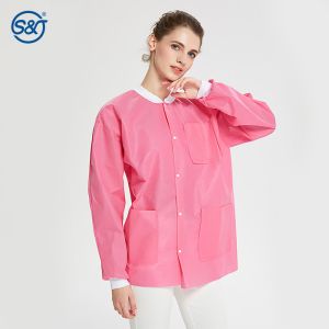 SMS Disposable Lab Coat With Knit Cuffs and Collar
