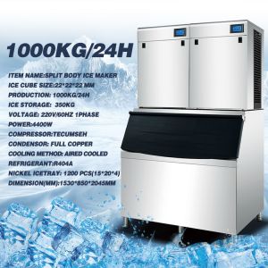 1000kg Commercial Nugget Ice Machine Air Cooling 22mm Automatic Clear Ice Maker