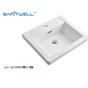 Quality Popular Models SWBG500 Wholesale Sanitary Ware Stone Resin Basins Glossy White Cabinet Basins for sale