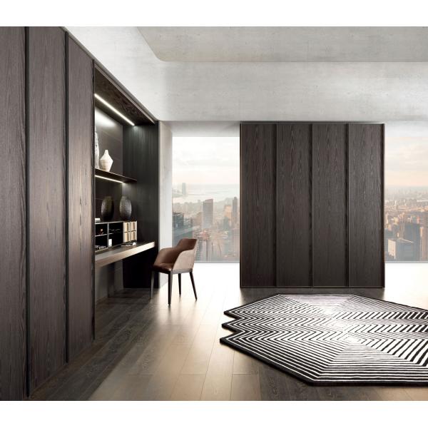 Buy Customized Wood Veneer Wardrobe with Make-up Vanity Tailored Closet at wholesale prices