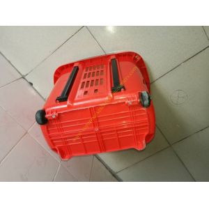 HDPE Hand Rolling Shopping Basket On Wheels For Supmermarket , 25kg Capacity
