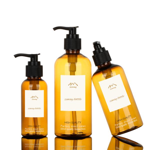 Empty 200ml 300ml Plastic Cosmetics Containers Packaging Luxury Amber Shampoo