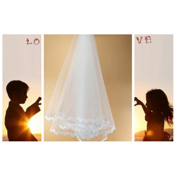 Embroidery lace with bead Ivory/White Bridal Veil with Rhinstone Wedding Accessories