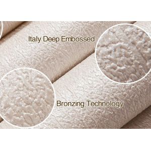 Creamy White Washable Embossed Wallpaper Eco - friendly Vinyl Material