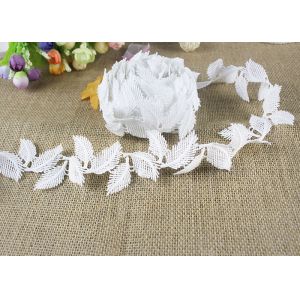 Milk Silk Water Soluble Chemical Polyester Lace Trim For Dresses Feather Pattern