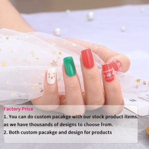 New Hot Custom Logo Christmas Gel Nail Stickers Snowflake Nail Wraps For Woman