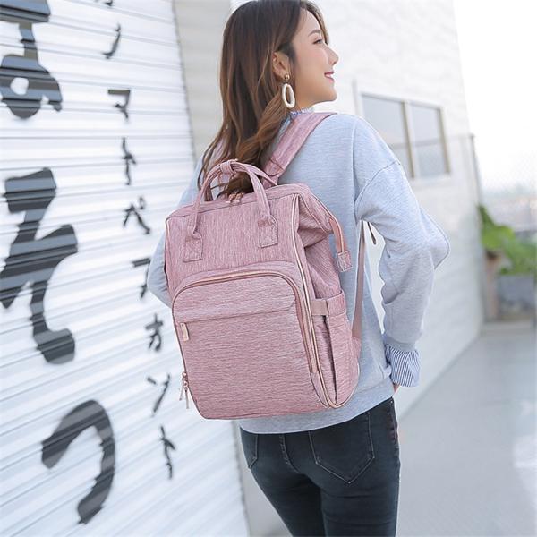 ISO9001 Pink Oxford Cloth Large Capacity Mommy Nappy Bag Backpack