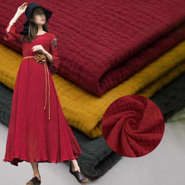 Yarn Dyed 130GSM Yellow Crepe Gauze Fabric Crinkle Double Gauze Fabric