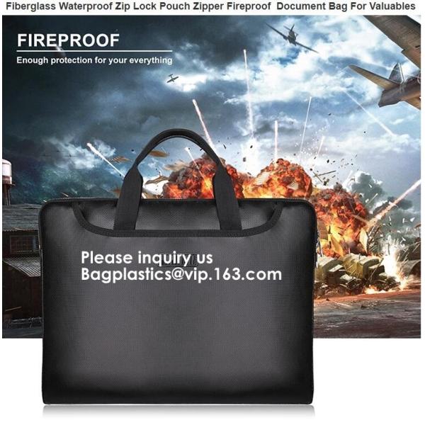 Waterproof and Fireproof document storage Bag with Fireproof Zipper for Money,