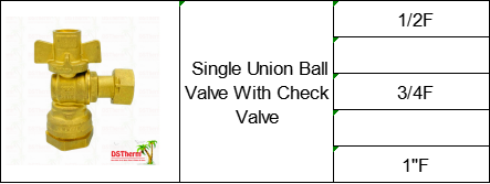 Water Control Single Union Ball Valve With Brass Handle With Female Threaded Connector