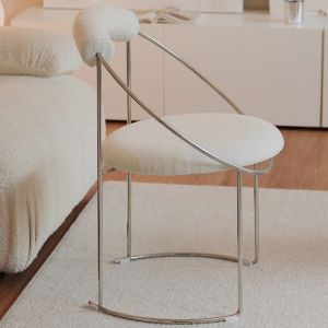 Minimalist Style Velvet Leisure Chair White Office Lounge