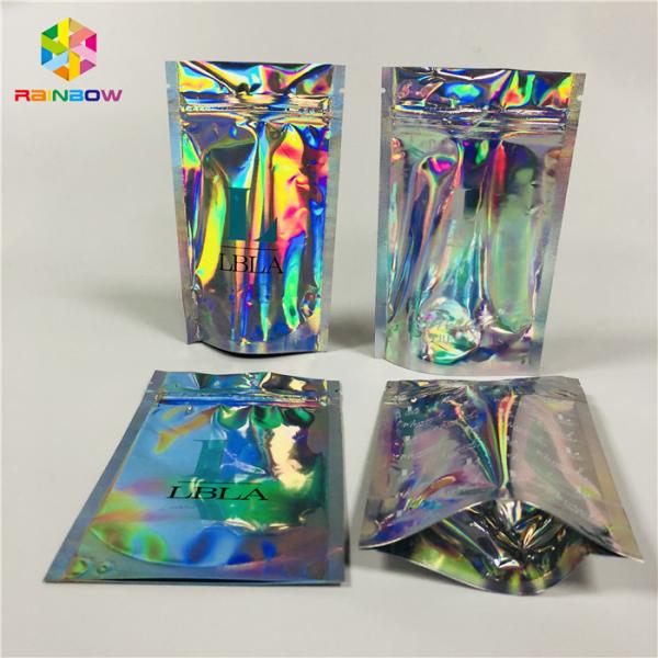 Clear Window Cosmetic Packaging Bag Customized Printing Plastic Hologram Mylar Pouch