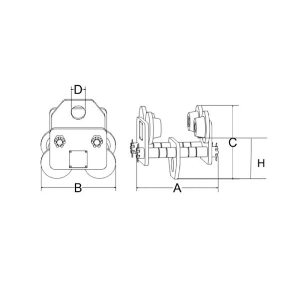 Low Headroom Plain Trolley 0.5 ton - 10 ton I-beam 75 mm -175 mm