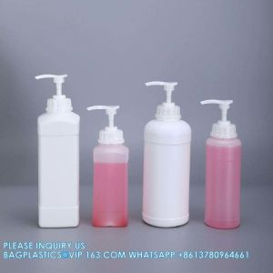1L Plastic HDPE Bottle For Shampoo Hair Liquid Packaging With Pump Lid PUMP