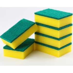 Quality Double-side Rectangle Sponge Kitchen Cleaning Scouring Pad Scourer for sale