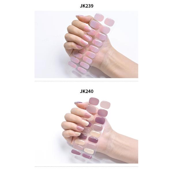 2023 Hot Selling OEM Private Label Gel Nail Sticker Art Design Semi-cured Uv Gel Nail Art Polish Wrap Strips With Lamp