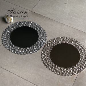 Glass Gold Beaded Charger Plates Wedding Crystal 12 Inch