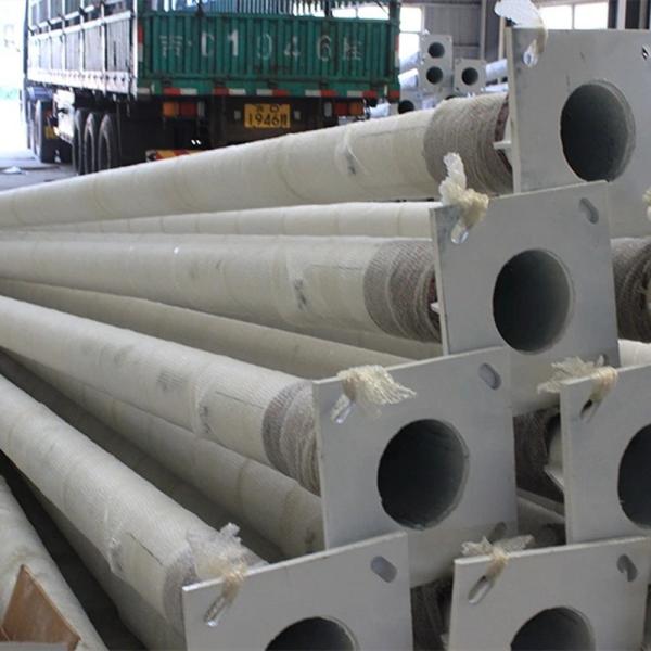 5m Height Round Electrical Street Light Pole With Single Double Arms