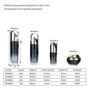 30g/100ml 50g/80g Glass Black and white gradient cylindrical Smooth with Golden