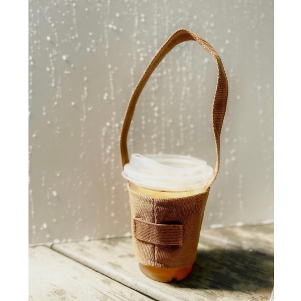 Buy 8*6cm  Foldable Canvas Coffee Cup Holder With Straw Pockets at wholesale prices