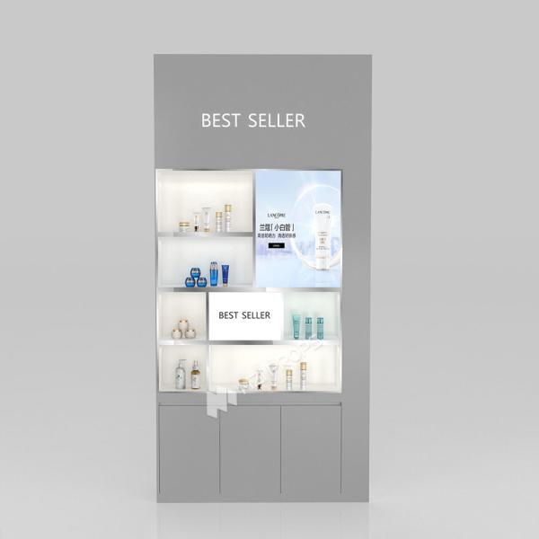 Beauty Shop Display Furniture Grey Wooden Display Cabinet With Light Box For Cost-Effective Shop Rack And Premium Shop Stand