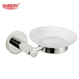 Glass Bathroom Soap Dish Holder Polished Chrome Oem Classical Round Design