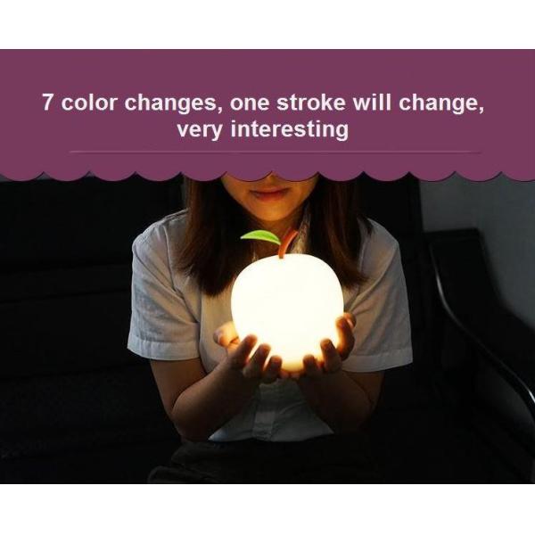 Silicone Children Colorful Night Lights,Apple shaped children's silicone touch sensor LED night light