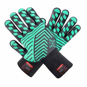 Silicone Print Heat Resistant Hand Gloves / Barbecue Grilling Glove Lightweight
