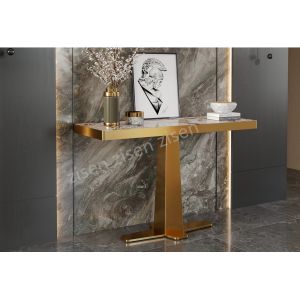 Sophisticated Gold Marble Top Console Table 760mm Height Contemporary