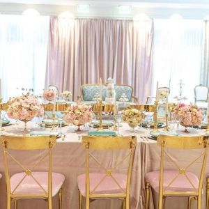 Luxury Golden Metal Wedding Chairs With 250KG Loadage