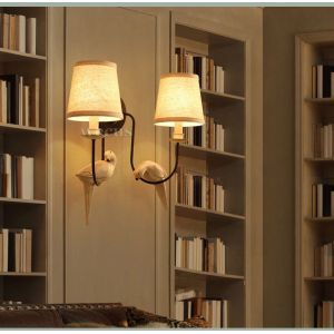 Retro loft wall lamp double heads bird light study office stair aisle living