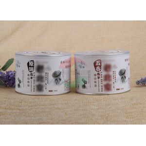 China Glossy / Matte Lamination Paper Composite Cans With Transparent Plastic Cap on sale
