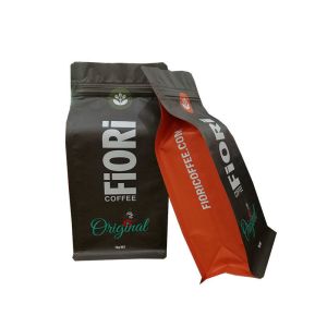 Gravure Printed Coffee Bags Flat Bottom Aluminum Inside Zipper Bags
