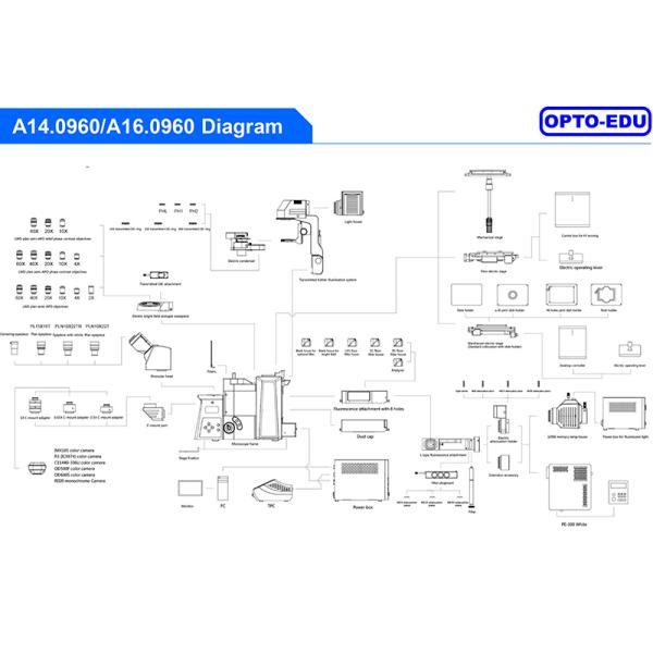 Opto Edu A16.0960 Research Level Inverted Fluorescent Microscope Motorized Nosepiece Condenser