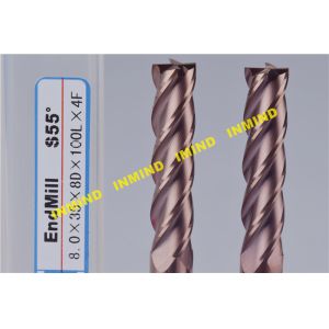 10 mm / 12 mm Metal Cutting Tools Extra Long CNC End Mill 4 Flute With AlTiN
