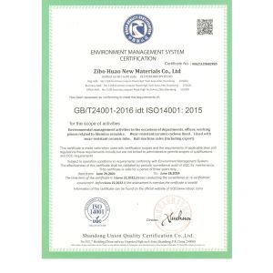 Zibo Huao New Materials Co., Ltd. Certifications
