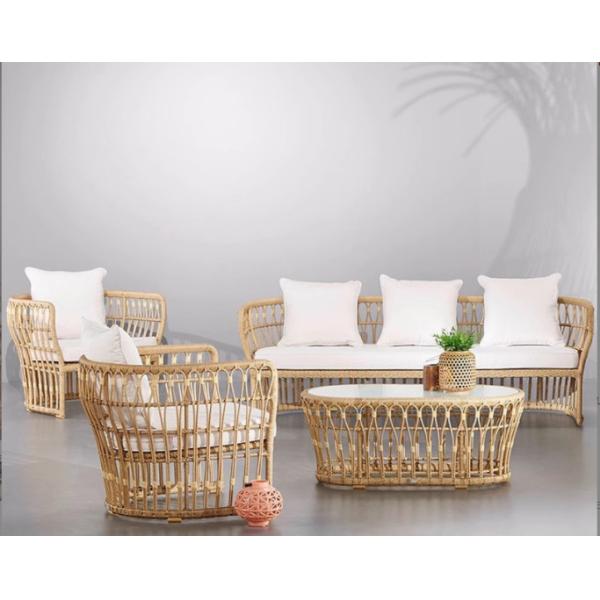 Large Rattan Casual Dining Set Villa Patio Garden Courtyard Hand Woven Couch Home