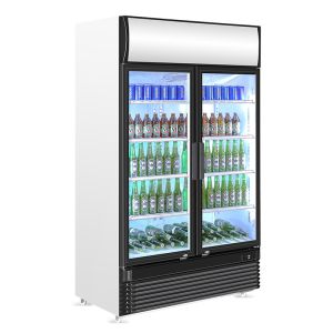Yogurt / Drinks Professional Double Glass Door Freezer