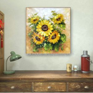 Floral Sunflower Palette Knife Painting For Living Room Interior Decoration