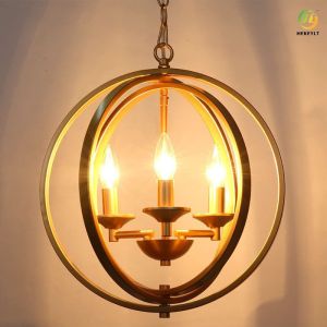 Rustic Retro Chandelier Ball Wrought Iron Lamp Living Room Nordic Pendant Light
