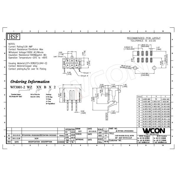 Right Angle SMT Wire To Board Connectors 3.00mm 2*2P LCP black Sn plated ROHS