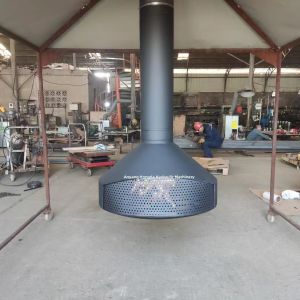 Carbon Steel Indoor Hanging Fireplace Ceiling Mounted Suspended Fireplace