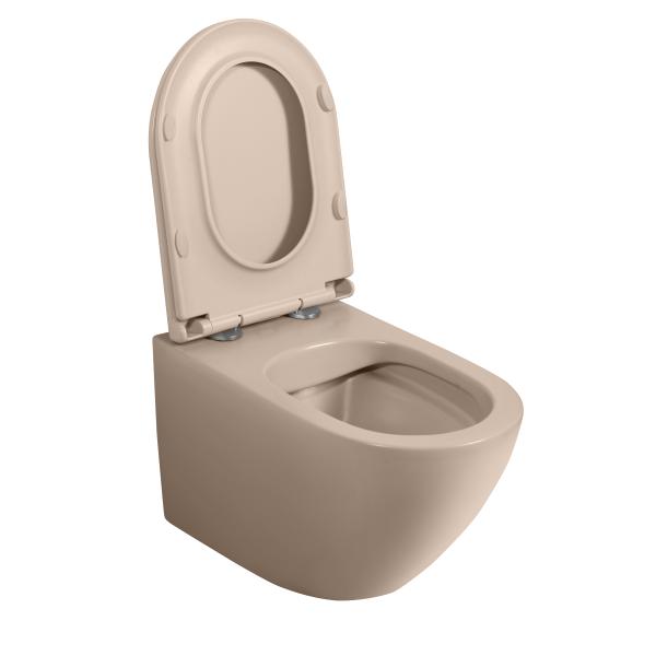 Modern New Mink Color Ceramic Rimless Washdown P Trap Wall Hung Toilet