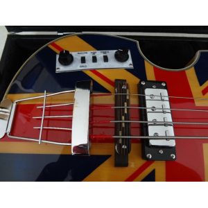 4 string bass guitar Hofner BB2 guitar UK flag on flamed body top Hofner