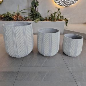 Waterproof and Fireproof Fiber Clay Flower Planters with Modern Hand Carving