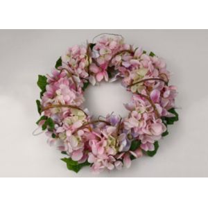 Quality 40cm Pink French Hydrang Faux Flower Wreath for sale