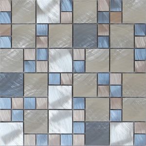 Good quality brush finished metal mosaic tile puzzle pattern
