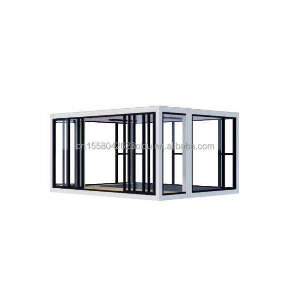 Customized Color 20ft Container Car Exhibition Hall Prefabricated House Folding Aluminum Alloy Tempered Glass Mobile Shop