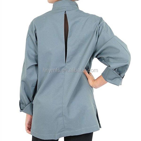 Long Sleeve Customized White Black Poly - Cotton Blend Modern Chef Coats