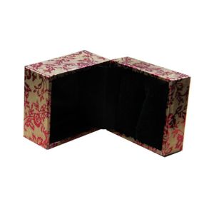 Brown Leather Ring Paper Keepsake Gift Boxes For Promotional With Black Frame